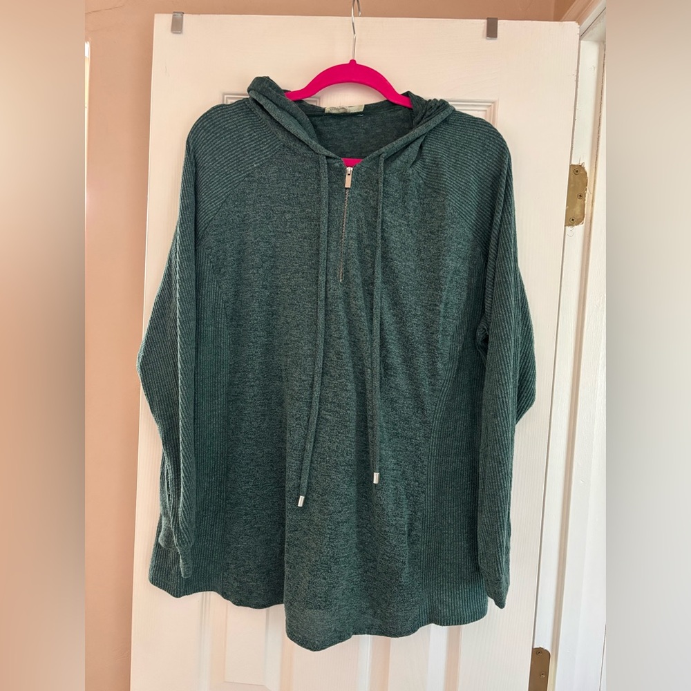 Indigo Rose Green Hooded Pullover Sweater XL